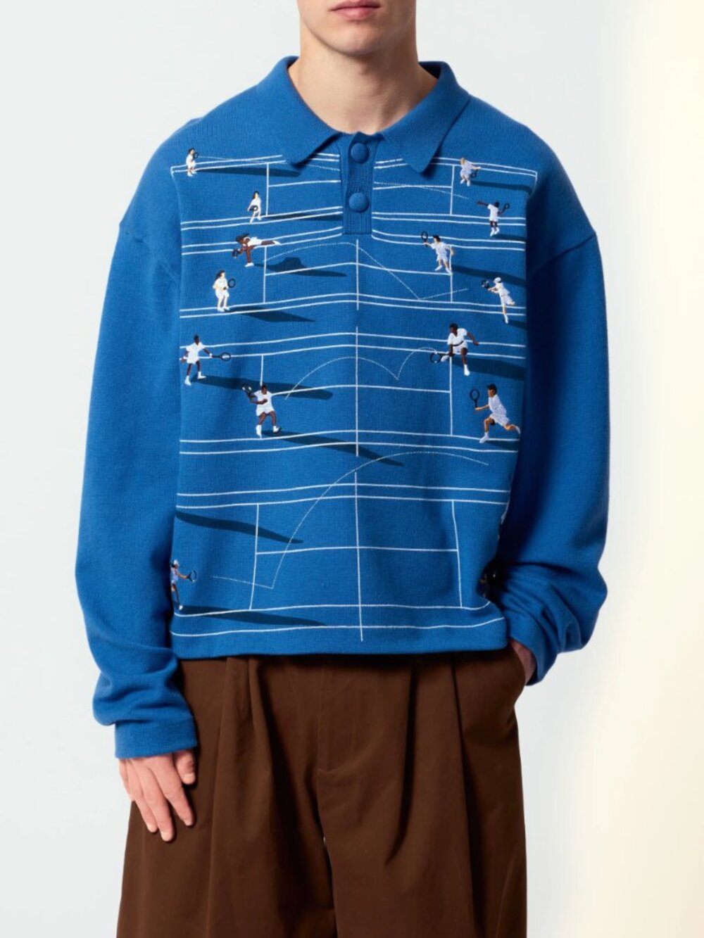 House of Errors Fine Knit Tennis Sweater in Asphalt Blue - Size Small - NWT
